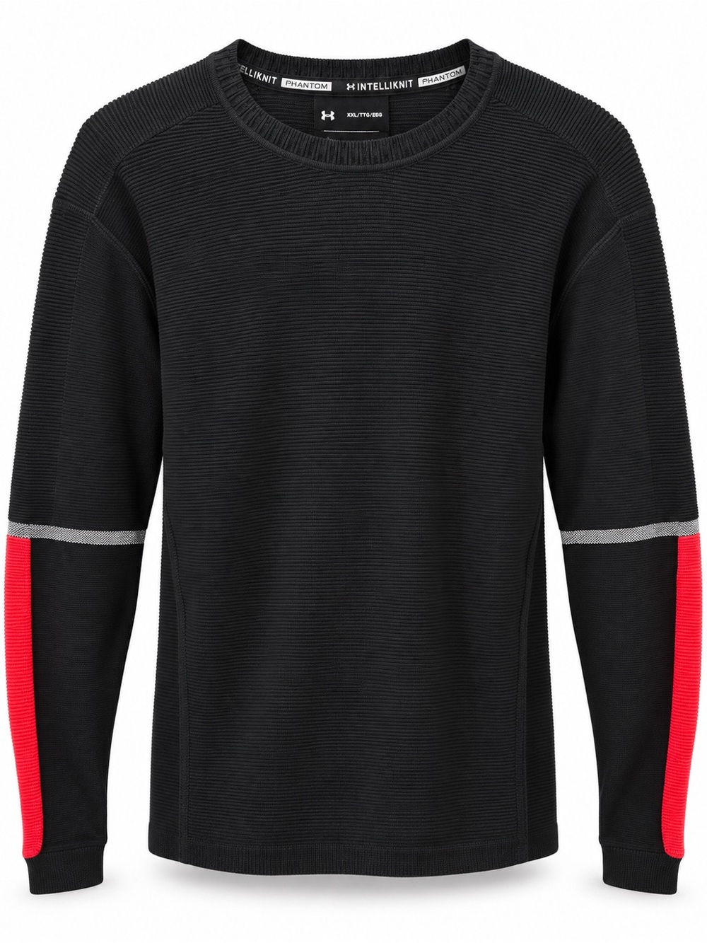 Under Armour Men’s Black Crewneck Sweater with Red Sleeve Accents